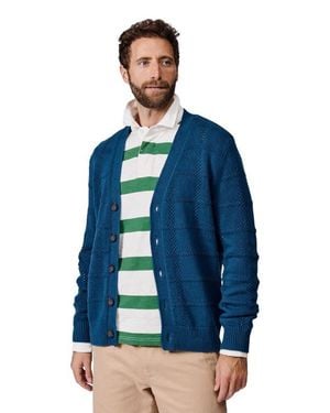 aubi Rainham V-Neck Checked Cardigan - Blue