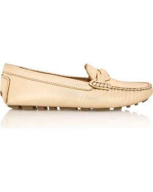 Joan Oloff Shoes Piper Leather Driving Loafer - Natural