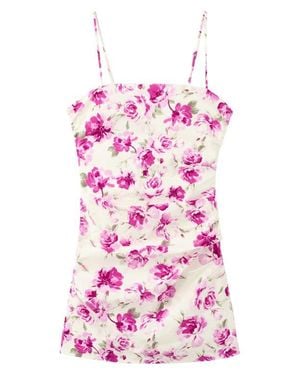 Mango Ruched Floral Dress - Pink