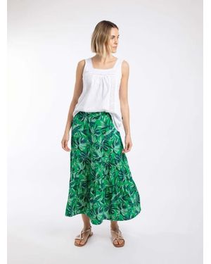 Weird Fish Cassis Printed Viscose Tiered Skirt - Green