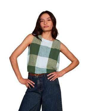 Celtic & Co. Sleeveless Pleat Back Cotton Blouse - Blue