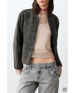MANGO TEEN Floral Embroidered Jacket - Black