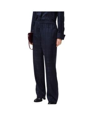 Burberry Check Silk Pants - Blue