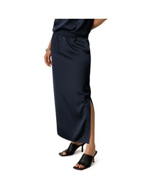 LILYSILK Washable Silk Charmeuse Pull-On Skirt - Blue