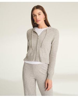 NAADAM Signature Cashmere Cropped Zip Up Hoodie - Natural