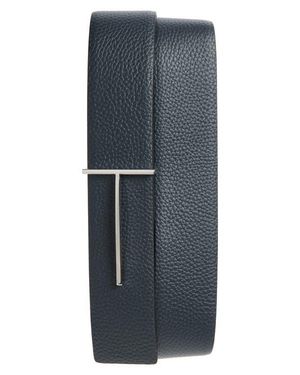 Tom Ford Reversible Slim T Soft Grain Leather Belt - Gray