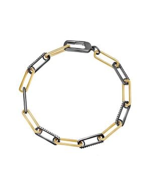 Crislu Two-Tone Cubic Zirconia Paperclip Chain Bracelet - Metallic
