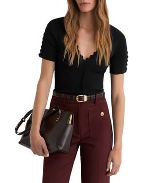 Reiss Marcy Scalloped Rib Knit Top - Black