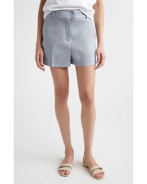 Eleventy Cotton Blend Chambray Shorts - Blue