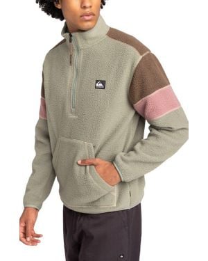 Quiksilver Clean Coast Recycled Polyester Fleece Half Zip Pullover - Gray