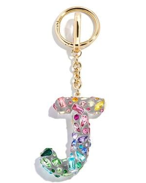 BaubleBar Crystal Initial Key Ring Bag Charm - White