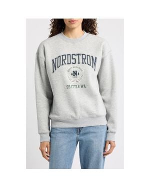 Nordstrom 125Th Graphic Fleece Sweatshirt - Gray