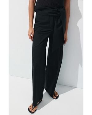 Mango Bow Straight Leg Pants - Black