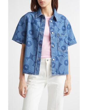 Marimekko Maridenim Kuvata Unikko Floral Print Top - Blue