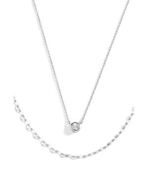Mint & Lily Classic Bezel Necklace And Petal Chain Set - White