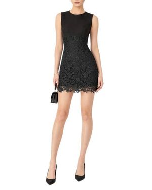 Endless Rose Mixed Media Minidress - Black