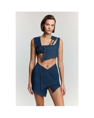 Jendue US Endless Line Denim Mini Skirt - Blue