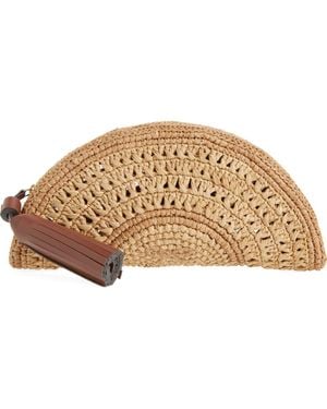 Anya Hindmarch Half Moon Raffia Clutch - Metallic