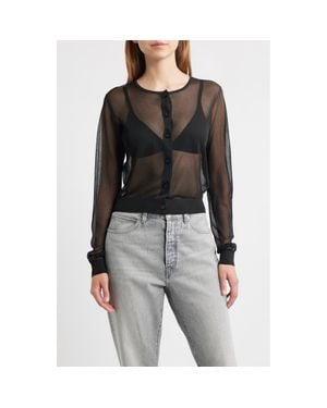 FRAME The Luxe Sheer Cardigan - Black