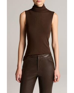 Vince Sleeveless Modal Turtleneck Top - Brown