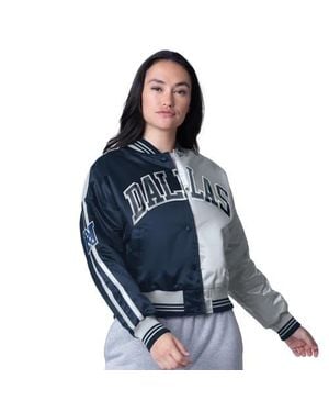 Starter Dallas Cowboys Zone Blitz Cropped Full-Snap Satin Jacket - Blue