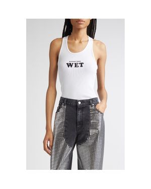 Stella McCartney Slippery When Wet Flocked Rib Tank - Blue