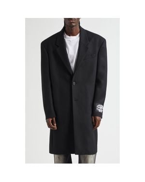 Acne Studios Single Breasted Wool Gabardine Topcoat - Black