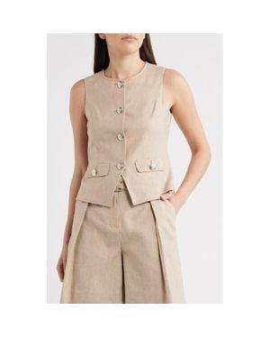 Halogen® Crewneck Cutaway Vest - Natural
