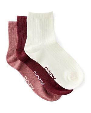 Cotton On Active Body Mid Crew Socks 3Pk - Red