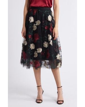 NIKKI LUND Virginia Floral Midi Skirt - Black
