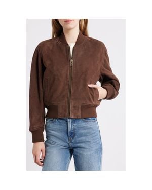 Schott Nyc Suede Bomber Jacket - Brown