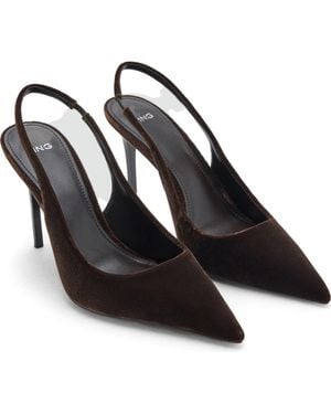 Mango Mica Pointed Toe Slingback Pump - Black