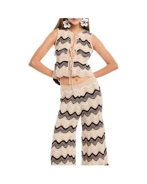 CAPITTANA Kari Sleeveless Tie Front Pointelle Cover-Up Top - Natural