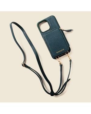 Casupo Leather Iphone Case With Wallet And Crossbody Strap - Blue