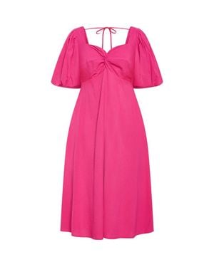 City Chic Hermione Puff Sleeve Empire Waist Maxi Dress - Pink