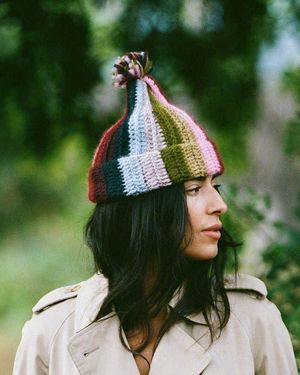 Minga Mom's Striped Baby Alpaca Beanie - Green