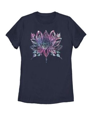 Lost Gods Lotus Flower Sketch Graphic T-Shirt - Blue