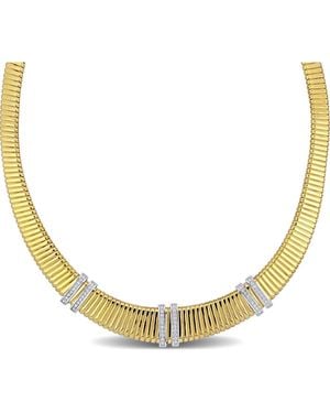 Julianna B Cubic Zirconia Omega Station Necklace - Metallic