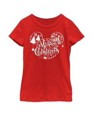 Mickey & Friends Girls' Mickey And Friends Mousey Christmas Graphic Tee - Red