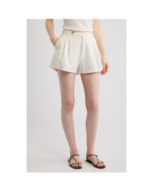 Doen Kingsley Pleated Linen Blend Shorts - White