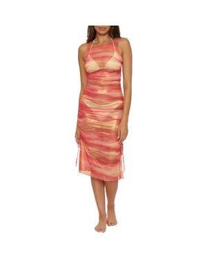 Becca Solar Energy Side Tie Midi Cover-Up Dress - Red