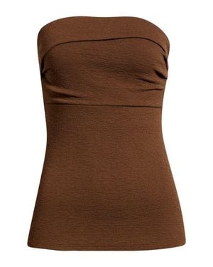 Open Edit Puckered Crepe Bandeau Top - Brown