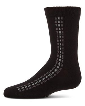 Memoi Vertical Dashed Line Crew Socks - Black