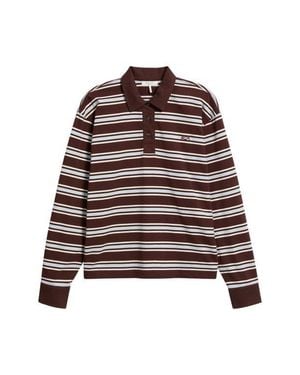 Rag & Bone Stripe Cotton Rugby Shirt - Red