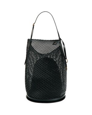 Alaïa Large Hip Leather Net Bucket Bag - Black