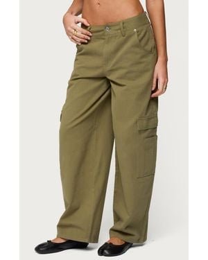 Edikted Jadah Low Rise Baggy Cargo Pants - Green