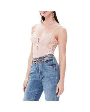 AFRM Mesh & Lace Sleeveless Thong Bodysuit - Blue
