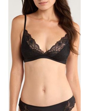 Hunkemöller Stormi High Apex Lace Trim Bralette - Black