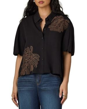 Wit & Wisdom Drop Shoulder Bubble Sleeve Top - Black