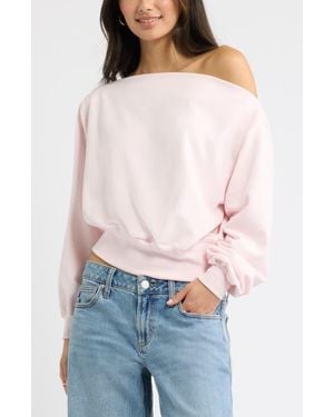 BP. Off The Shoulder Sweatshirt - Pink